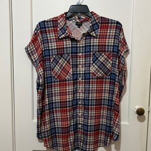 Torrid Red, blue & beige. Plaid Button-Up Blouse